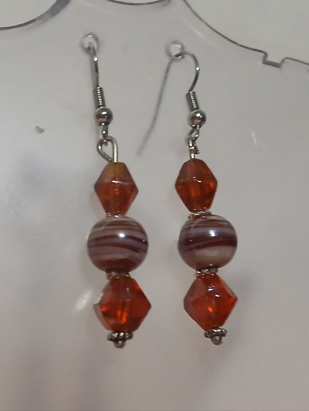 Hand Crafted Red Bead Drop Earrings